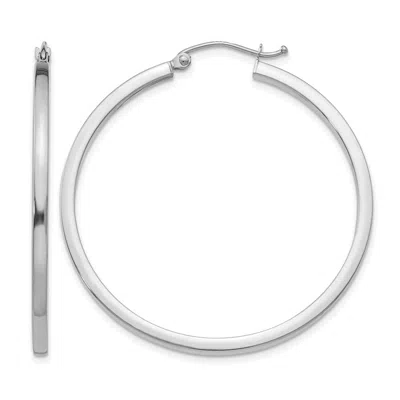 Diamond2deal 14k Gold 2mm Square Shape Tube Hoop Earrings In Silver