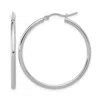 Diamond2deal Platinum Polished 2x31mm Round Hoop Earrings In Metallic