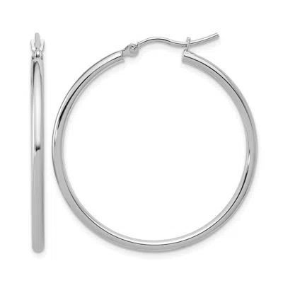 Diamond2deal Platinum Polished 2x31mm Round Hoop Earrings In Metallic