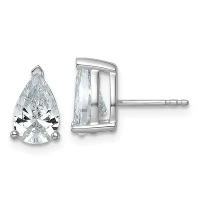 Diamond2deal 14k Gold 3 Ct Pear Lab Grown Diamond Stud Earrings Vs Clarity, G-h Color In Green