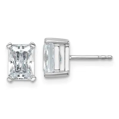 Diamond2deal 14k White Gold 5 Ctw Radiant Cut Lab Grown Diamond Stud Earrings In Metallic