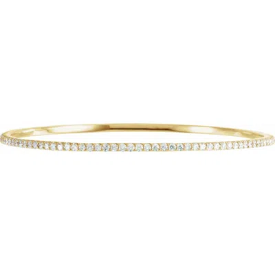 Diamond2deal 14k Gold 3 Ctw Lab-grown Diamond Stackable Bangle Bracelet 8" In Yellow