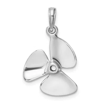 Diamond2deal 14k Gold 3-d Polished Three Blade Propeller Charm In White