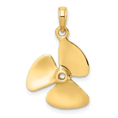 Diamond2deal 14k Gold 3-d Polished Three Blade Propeller Charm In Yellow