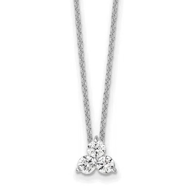Diamond2deal 14k Gold 3/4 Ct Lab Grown Diamond 3 Stone Necklace 18" Clarity Vs, Color D-e In White