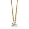 Diamond2deal 14k Gold 3/4 Ct Lab Grown Diamond 3 Stone Necklace 18" Clarity Vs, Color D-e In Yellow