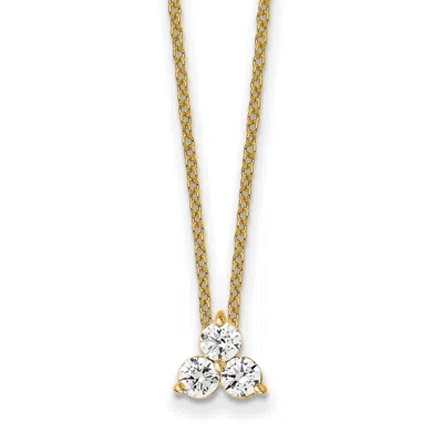 Diamond2deal 14k Gold 3/4 Ct Lab Grown Diamond 3 Stone Necklace 18" Clarity Vs, Color D-e In Yellow