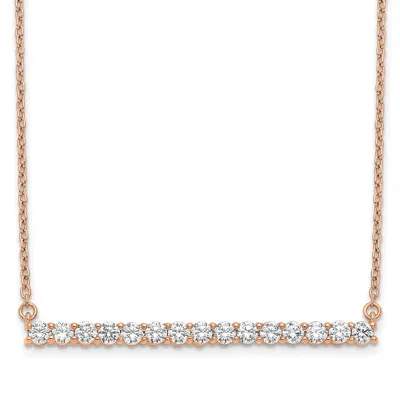 Diamond2deal 14k Gold 3/4 Ct Lab Grown Diamond Bar Necklace Clarity Vs, Color G-h In Pink