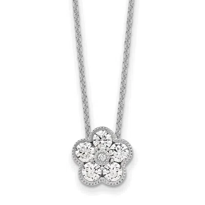 Diamond2deal 14k Gold 3/4 Ct Lab Grown Diamond Floral Necklace 18" Clarity Vs, Color D-e In White