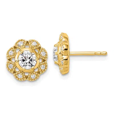 Diamond2deal 14k Gold 3/4 Ct Lab Grown Diamond Floral Stud Earrings Vs Clarity, D-e Color In White