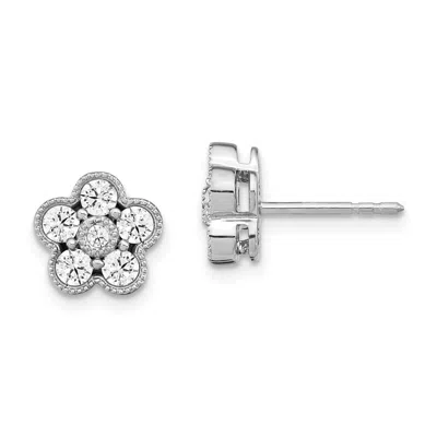 Diamond2deal 14k Gold 3/4 Ct Lab Grown Diamond Floral Stud Earrings Vs Clarity, D-e Color In Yellow