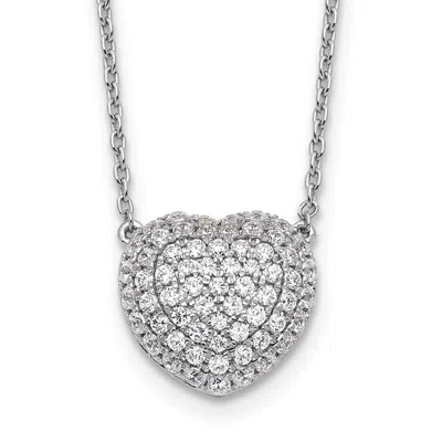 Diamond2deal 14k Gold 3/4 Ct Lab Grown Diamond Heart Pendant Necklace 18" In White