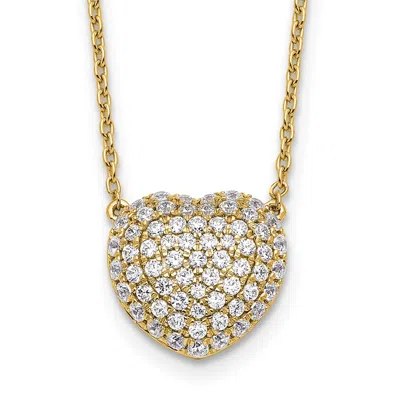 Diamond2deal 14k Gold 3/4 Ct Lab Grown Diamond Heart Pendant Necklace 18" In Yellow