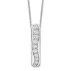 Diamond2deal 14k Gold 3/4 Ct Lab Grown Diamond Vertical Bar Slide Pendant Necklace 18" In White