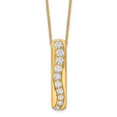 Diamond2deal 14k Gold 3/4 Ct Lab Grown Diamond Vertical Bar Slide Pendant Necklace 18"