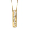 Diamond2deal 14k Gold 3/4 Ct Lab Grown Diamond Vertical Bar Slide Pendant Necklace 18" In Yellow