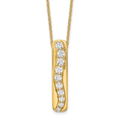 Diamond2deal 14k Gold 3/4 Ct Lab Grown Diamond Vertical Bar Slide Pendant Necklace 18" In Yellow