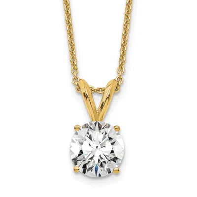 Diamond2deal 14k Gold 3/4 Ct Round Lab Grown Diamond Solitaire Pendant Necklace 18" Clarity Vs, Color G-h In Yellow