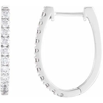 Diamond2deal 14k Gold 3/4ct Lab-grown Diamond Hoop Earrings Clarity Si, Color G-h In White