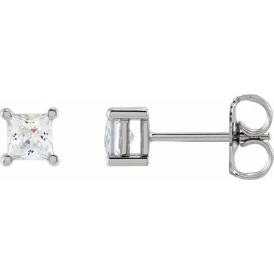 Diamond2deal 14k Gold 3.5 Mm Square 1/2ct Lab-grown Diamond Earrings Clarity Si, Color G-h In White