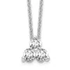 Diamond2deal 14k Gold 3/8 Ct Lab Grown Diamond Three Stone Necklace 18" Clarity Vs, Color D-e In White