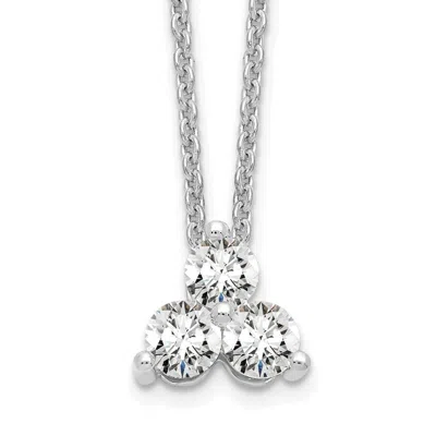 Diamond2deal 14k Gold 3/8 Ct Lab Grown Diamond Three Stone Necklace 18" Clarity Vs, Color D-e In White
