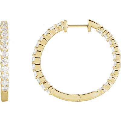 Diamond2deal 14k Gold 3ct Lab-grown Diamond Inside-outside Hinged Hoop Earrings Clarity Vs, Color F-g In Yellow
