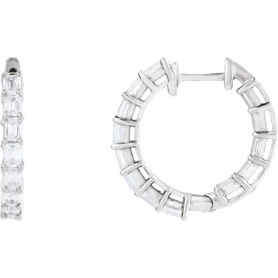 Diamond2deal 14k Gold 3ct Lab-grown Diamond Inside-outside Hoop Earrings Clarity Si, Color G-h In White