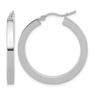 Diamond2deal 14k Gold 3mm Square Shape Tube Hoop Earrings In White