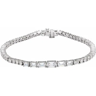 Diamond2deal 14k Gold 4 5/8 Ctw Lab-grown Diamond Line Bracelet 7" In White