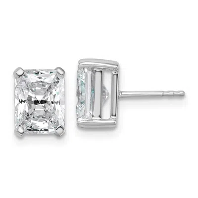 Diamond2deal 14k Gold 4 Ct Emerald Cut Lab Grown Diamond Stud Earrings Vs Clarity, G-h Color In White