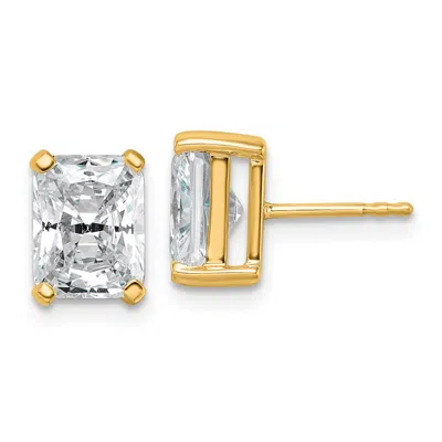 Diamond2deal 14k Gold 4 Ct Emerald Cut Lab Grown Diamond Stud Earrings Vs Clarity, G-h Color In Yellow