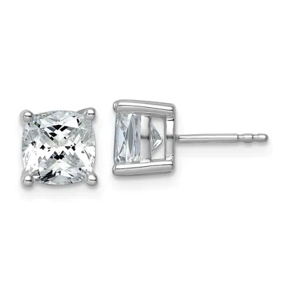 Diamond2deal 14k Gold 4 Ctw Cushion Cut Lab Grown Diamond Stud Earrings In White