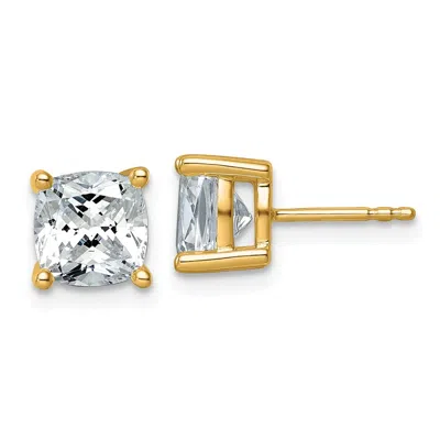Diamond2deal 14k Gold 4 Ctw Cushion Cut Lab Grown Diamond Stud Earrings In Yellow