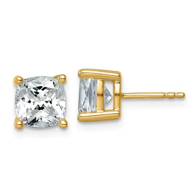 Diamond2deal 14k Gold 4 Ctw Cushion Cut Lab Grown Diamond Stud Earrings In Pattern