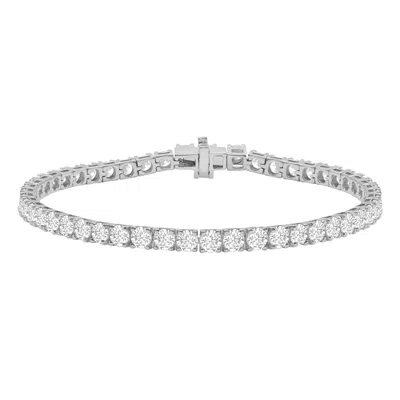 Diamond2deal 14k Gold 4 Ctw Lab-grown Diamond Straight-line Tennis Bracelet 7" In Silver