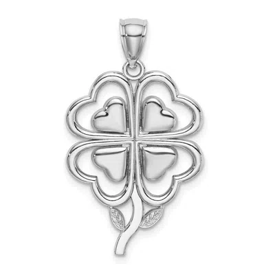 Diamond2deal 14k Gold 4-leaf Clover Charm In White