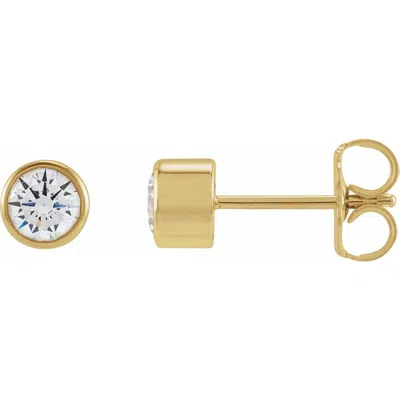 Diamond2deal 14k Gold 4 Mm Round 1/2ct Lab-grown Diamond Earrings Clarity Si, Color G-h In Yellow