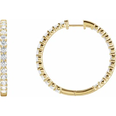 Diamond2deal 14k Gold 4ct Lab-grown Diamond Inside-outside Hinged Hoop Earrings Clarity Vs, Color F-g In Yellow