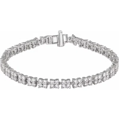 Diamond2deal 14k Gold 5 1/3 Ctw Lab-grown Diamond Line Bracelet 7.25" In White