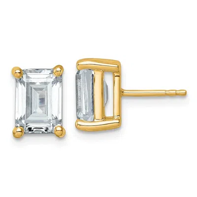 Diamond2deal 14k Gold 3 Ct Emerald Lab Grown Diamond Stud Earrings Vs Clarity, G-h Color In Green