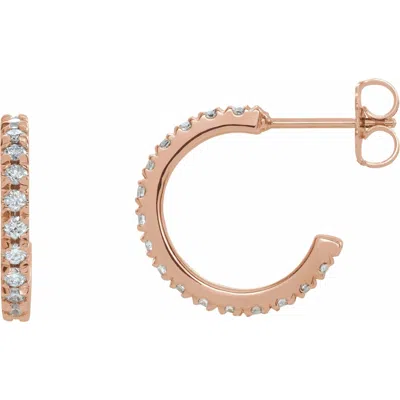 Diamond2deal 14k Gold 5/8ct Lab-grown Diamond French-set Huggie Hoop Earrings Clarity Si, Color G-h In Pink