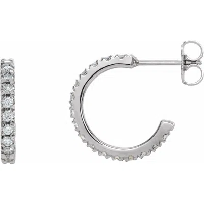 Diamond2deal 14k Gold 5/8ct Lab-grown Diamond French-set Huggie Hoop Earrings Clarity Si, Color G-h In White