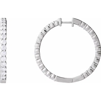 Diamond2deal 14k Gold 5ct Lab-grown Diamond Inside-outside Hinged Hoop Earrings Clarity Si, Color G-h In White