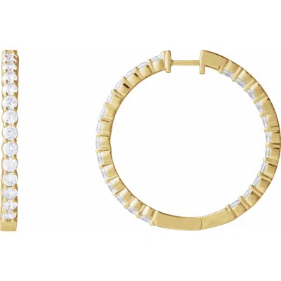 Diamond2deal 14k Gold 5ct Lab-grown Diamond Inside-outside Hinged Hoop Earrings Clarity Si, Color G-h In Yellow