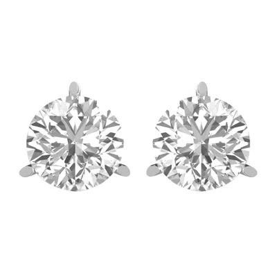 Diamond2deal 14k Gold 5ct Round Lab Grown Diamond Stud Earrings 3 Prong In Metallic