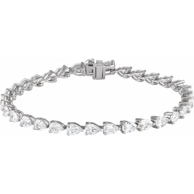 Diamond2deal 14k Gold 6 1/2 Ctw Lab-grown Diamond Line Bracelet 7" In White