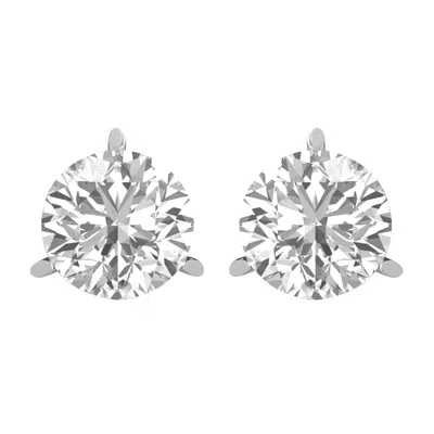 DIAMOND2DEAL 14K GOLD 6CT ROUND LAB GROWN DIAMOND STUD EARRINGS 3 PRONG