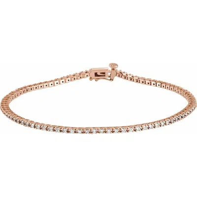 Diamond2deal 14k Gold 7/8 Ctw Lab-grown Diamond Line Bracelet 7.25" In Pink
