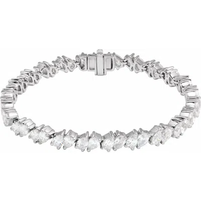 Diamond2deal 14k Gold 9 1/2 Ctw Lab-grown Diamond Line Bracelet 7" In White